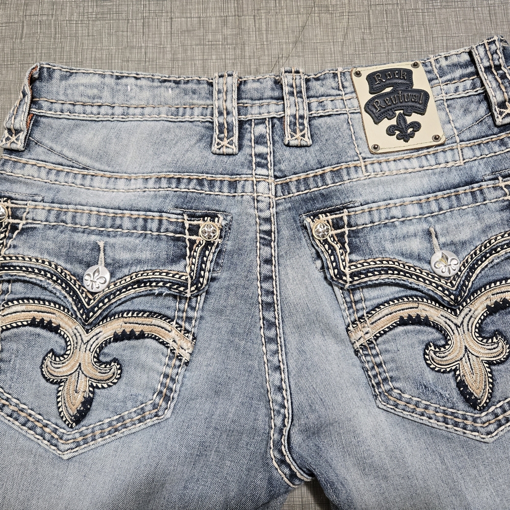 Rock Revival Men's Denim Straight Jeans with Embroidery